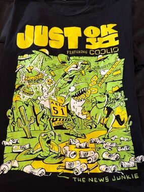 JUST OK Featuring Coolio Graphic Tee - Black & Lime